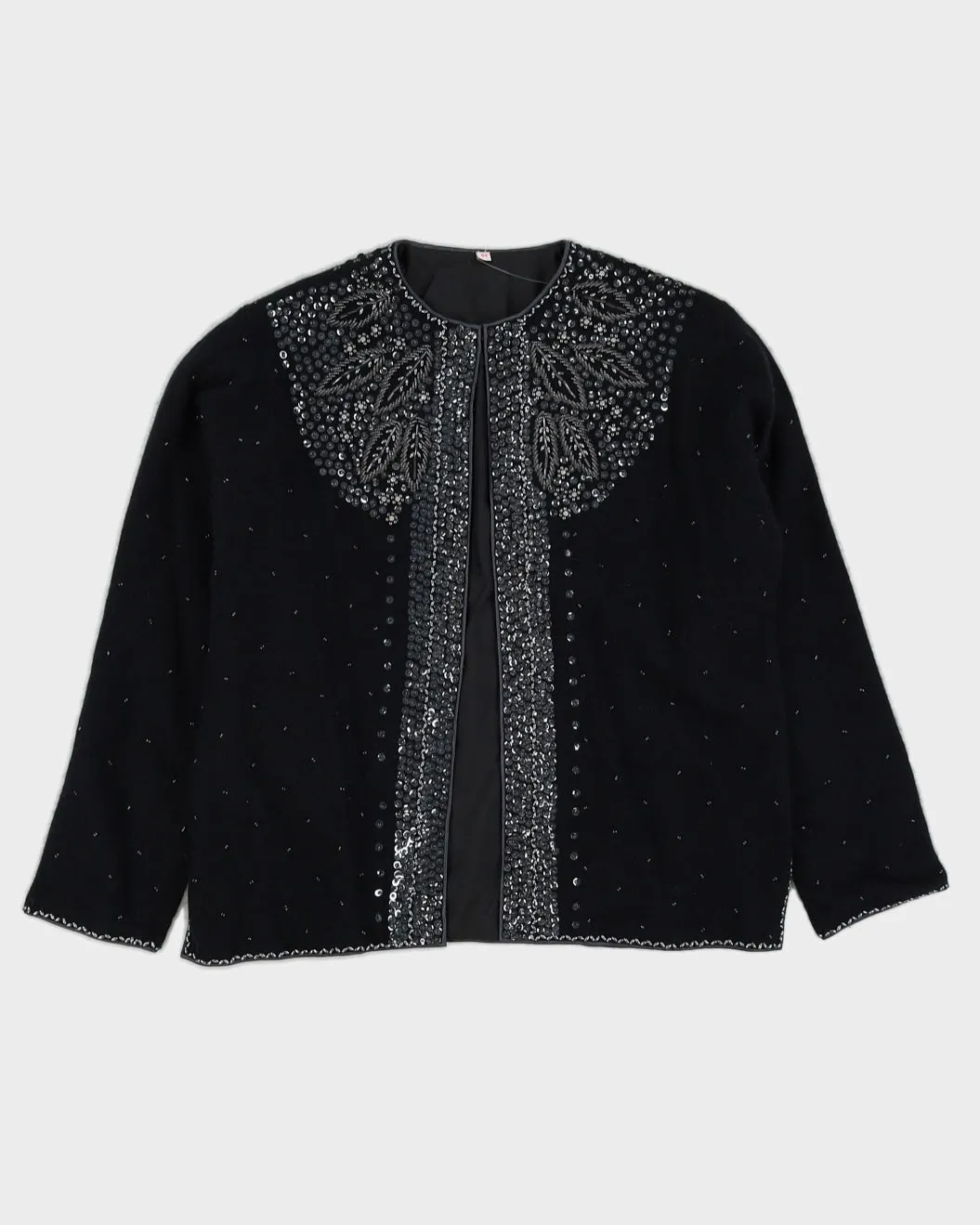 00s Black Beaded Cardigan - M