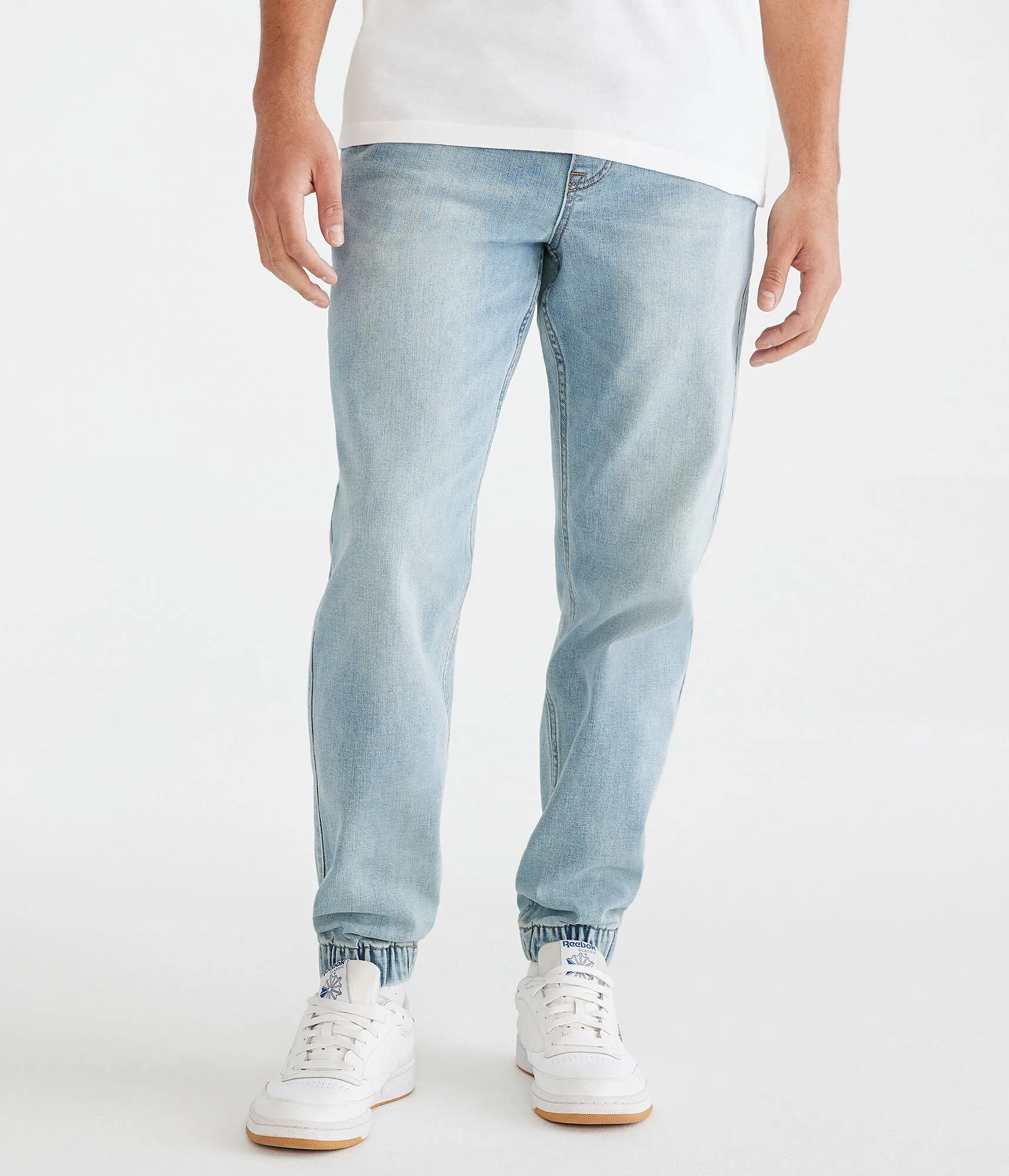 Aeropostale Mens Premium Air Denim Joggers, Light Wash Blue, Size XS, Cotton - Teen Fashion & Clothing