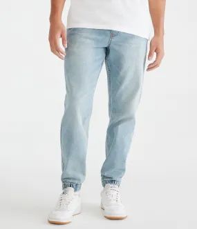 Aeropostale Mens Premium Air Denim Joggers, Light Wash Blue, Size XS, Cotton - Teen Fashion & Clothing