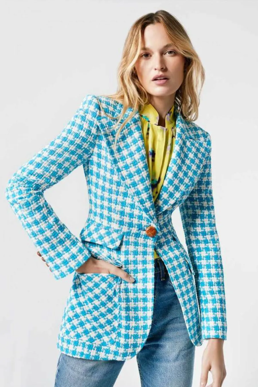 Birkin Blazer Topaz Houndstooth