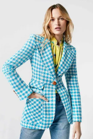Birkin Blazer Topaz Houndstooth