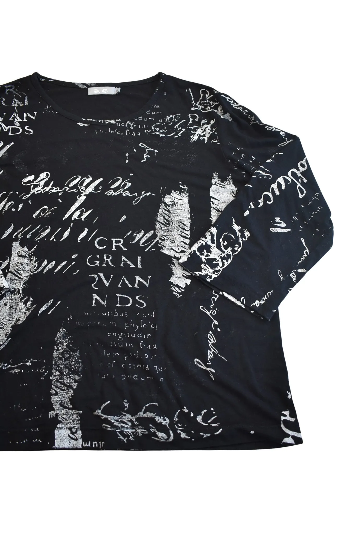 B.R. handwritten note longsleeve top, M