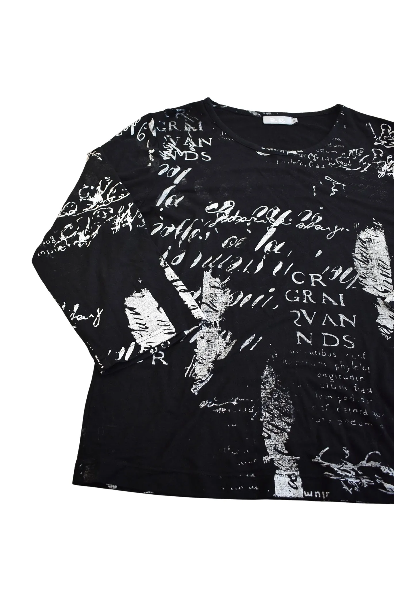 B.R. handwritten note longsleeve top, M