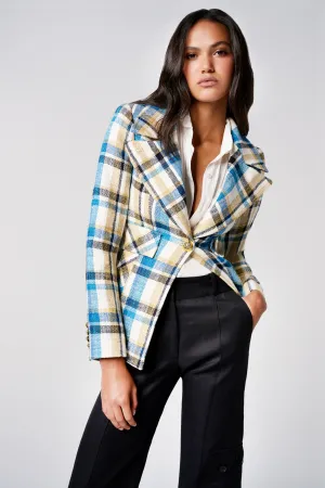 Cut-Away Blazer Summer Plaid