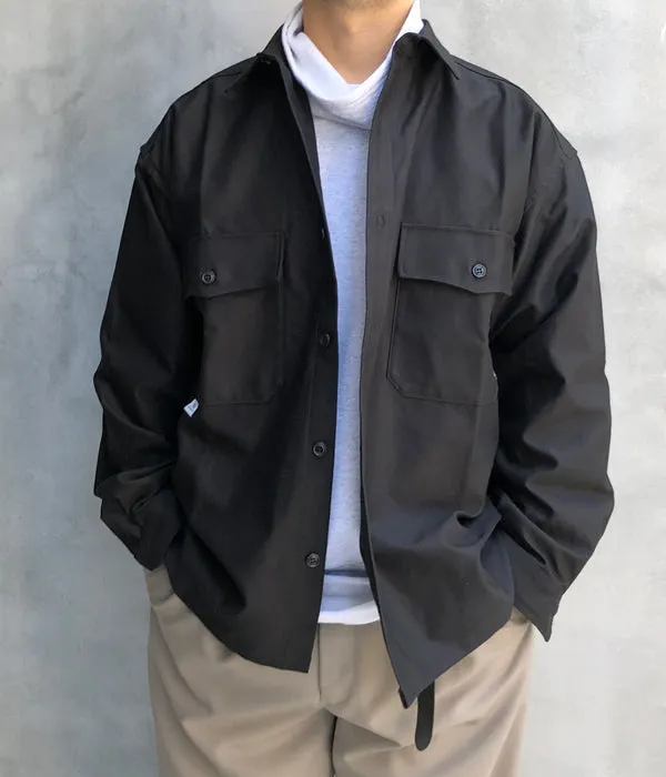 DESCENDANT/CLINCH SATIN LS SHIRT (BLACK)