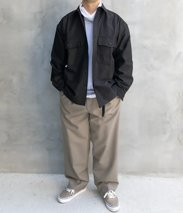 DESCENDANT/CLINCH SATIN LS SHIRT (BLACK)