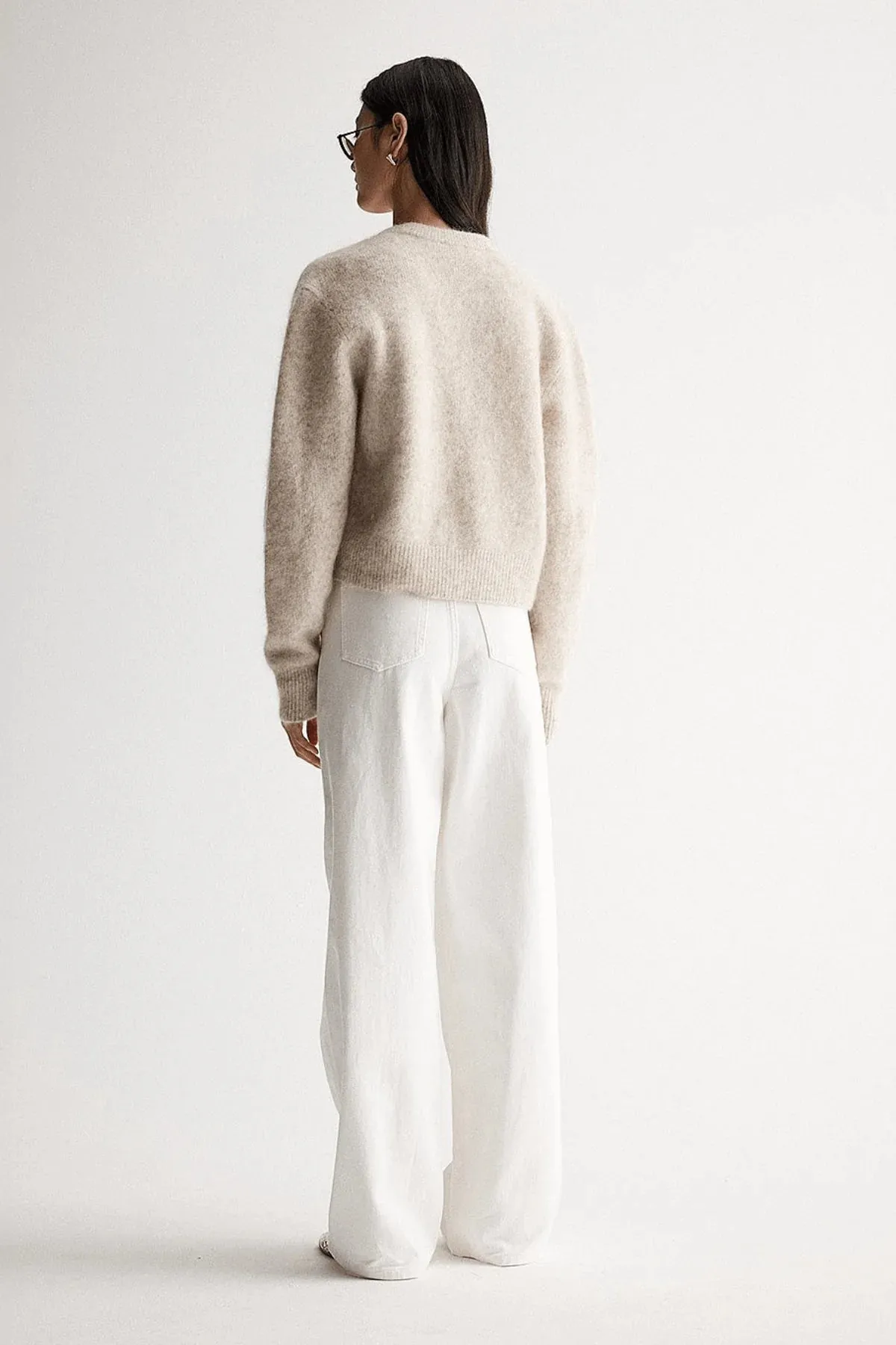 Elka Abigail Knit Cardigan White Marle