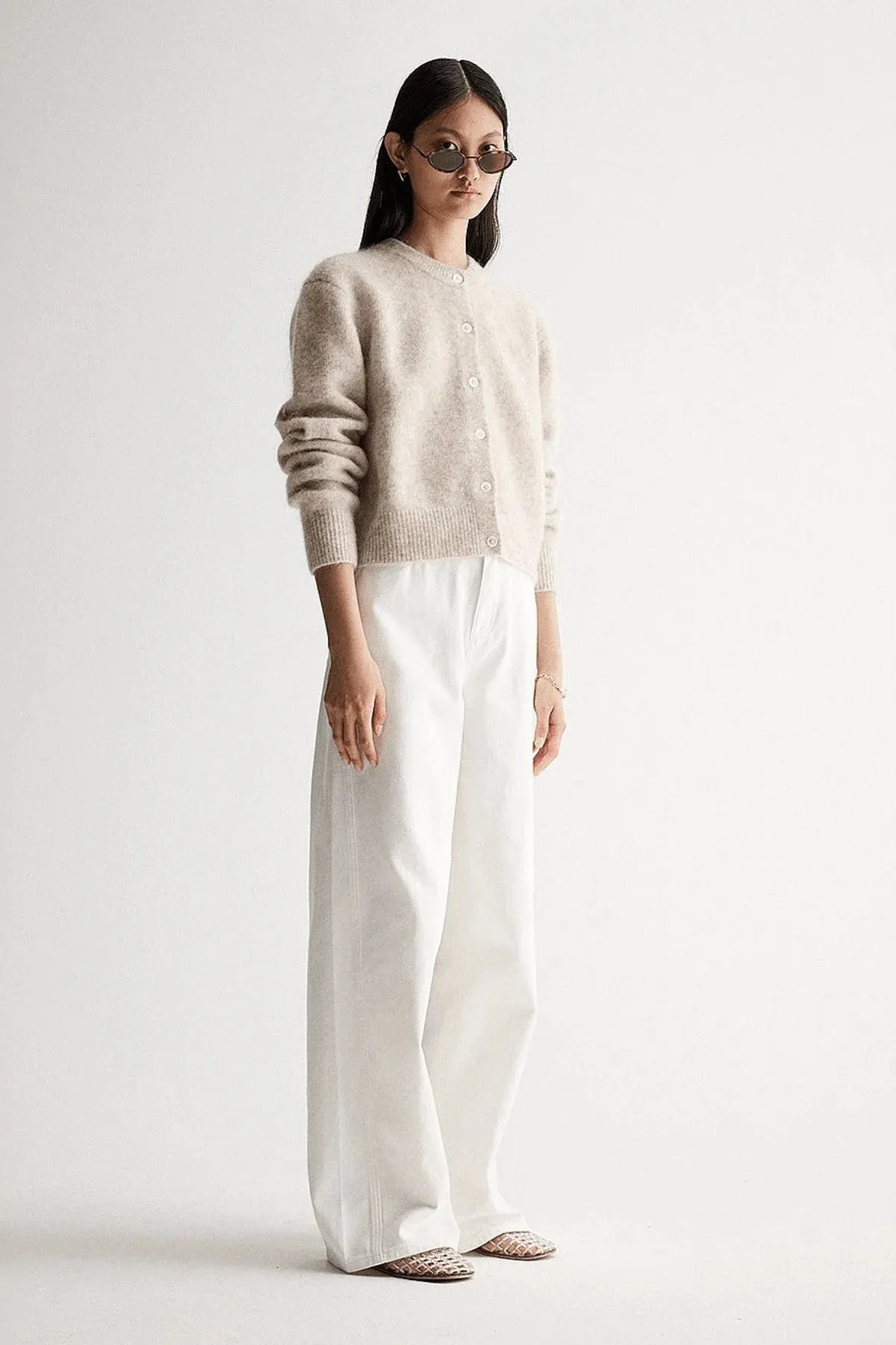 Elka Abigail Knit Cardigan White Marle