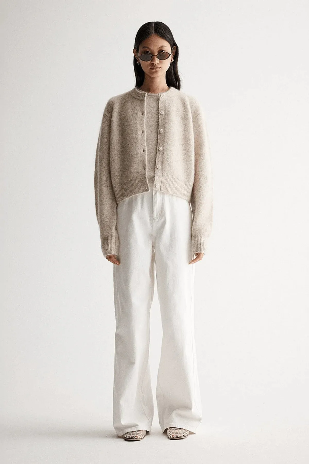 Elka Abigail Knit Cardigan White Marle