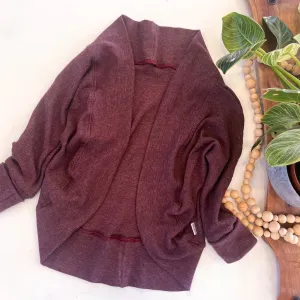 Grow With Me Wine Rib Knit Cocoon Cardigan