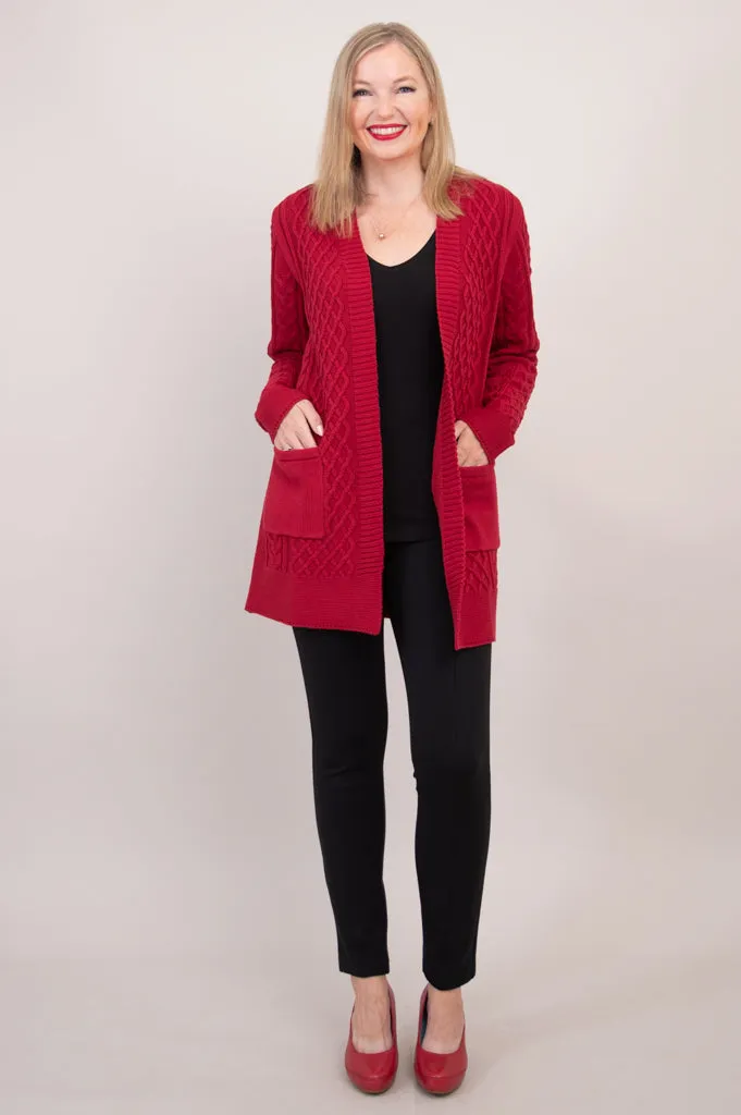 Jenny Cardigan, Red, Bamboo Cotton