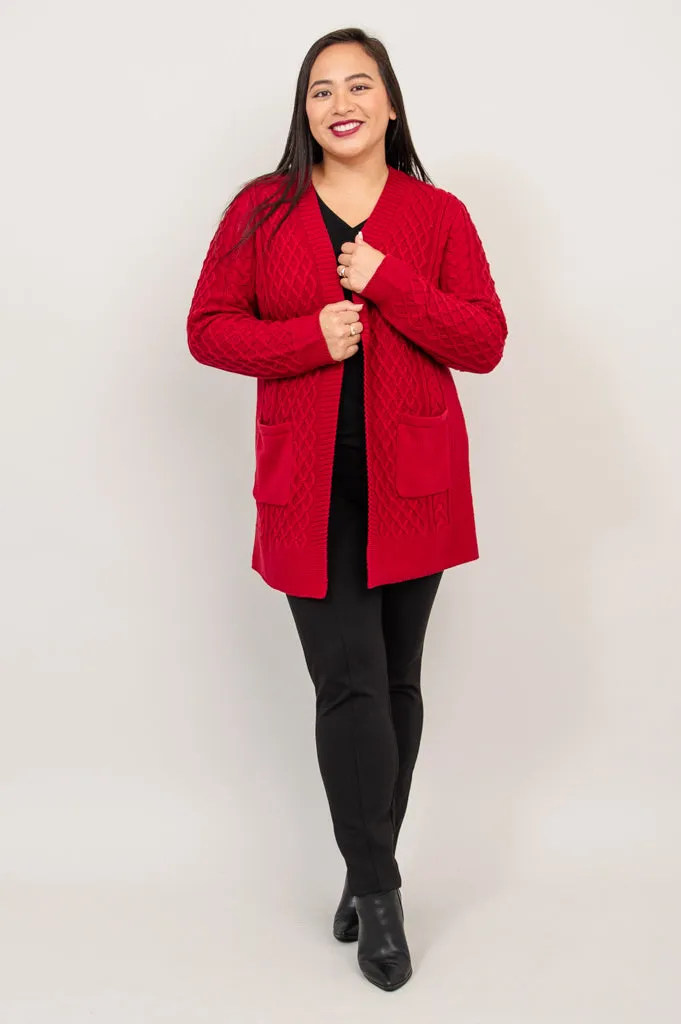 Jenny Cardigan, Red, Bamboo Cotton