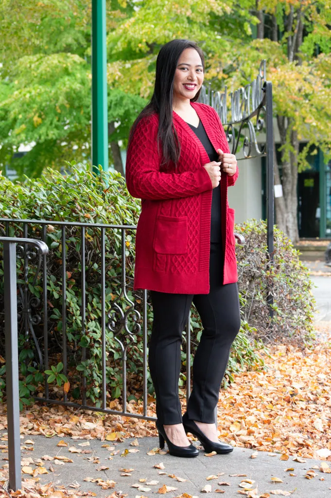 Jenny Cardigan, Red, Bamboo Cotton
