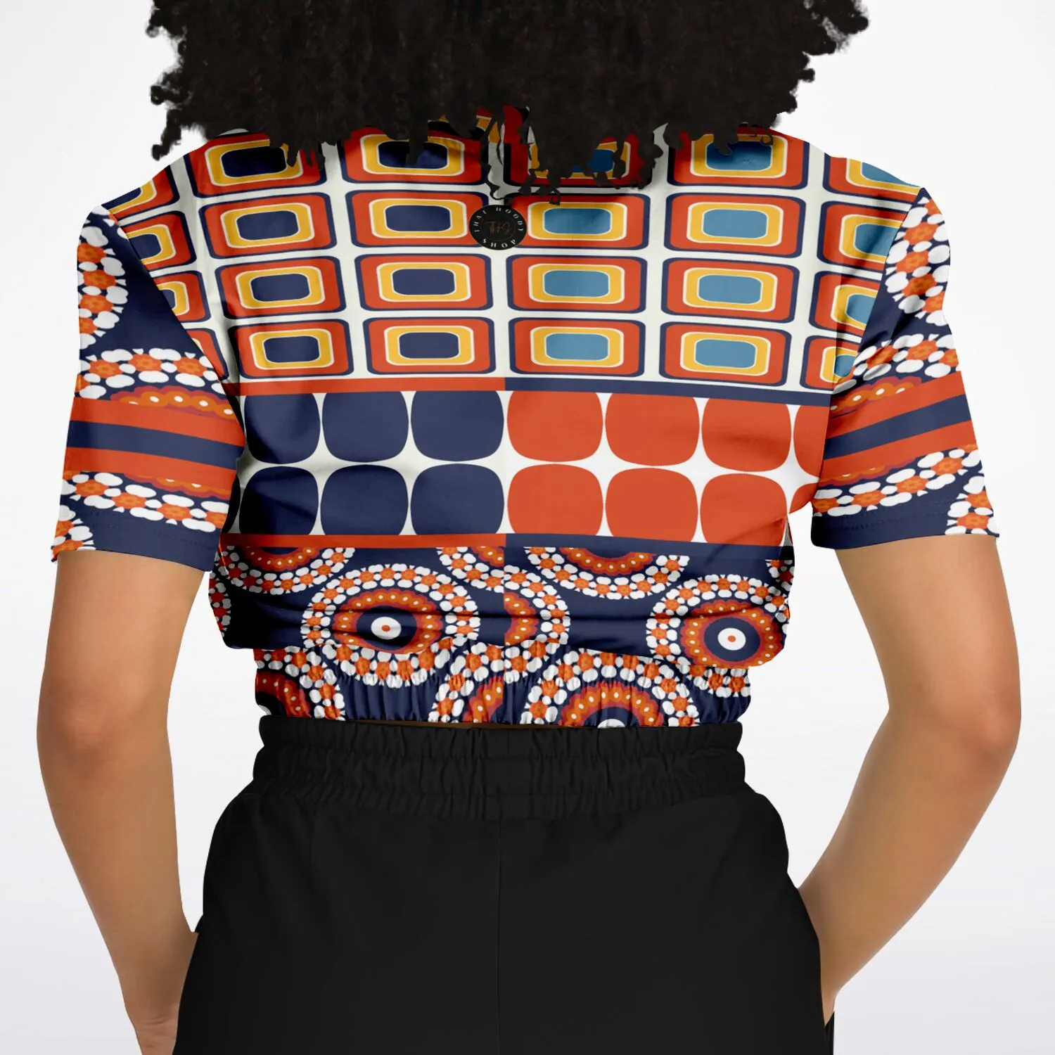 Le Cadeau Short Sleeve Cropped Eco-Poly Sweater