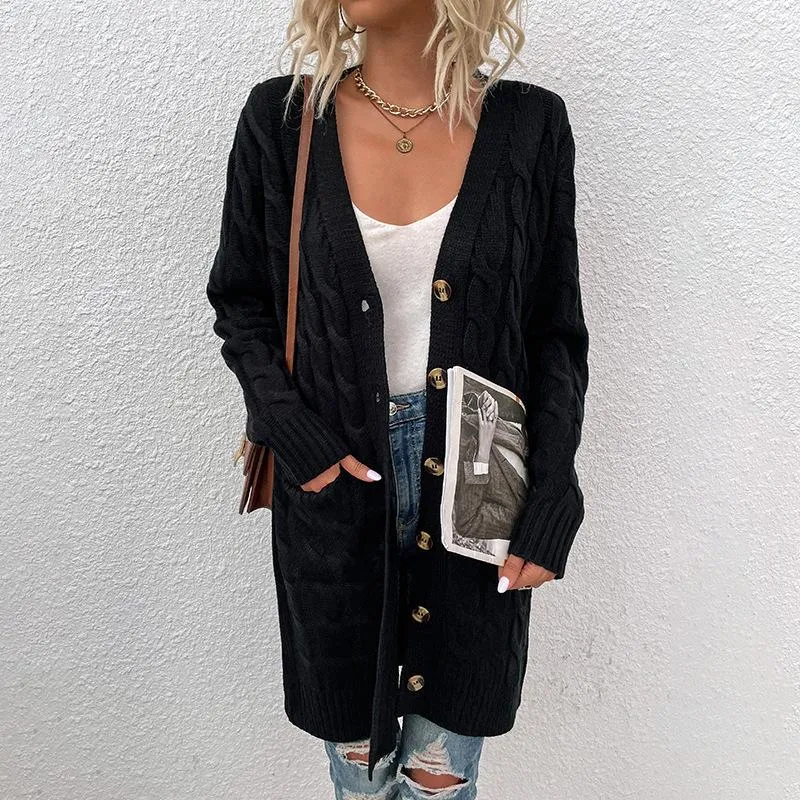 Long Buttoned Knit Cardigan