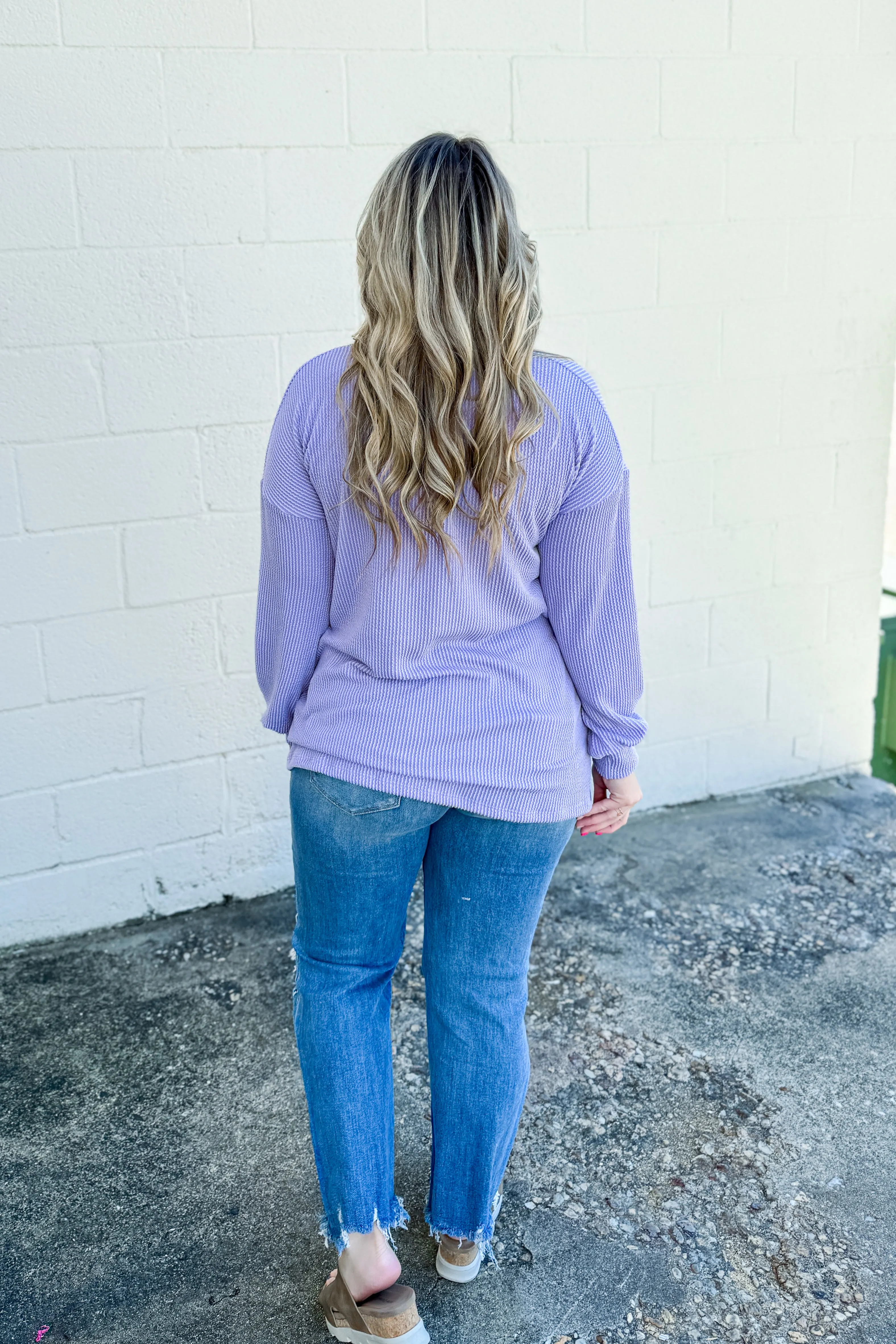 Mama Ribbed Pullover Top, Lavender