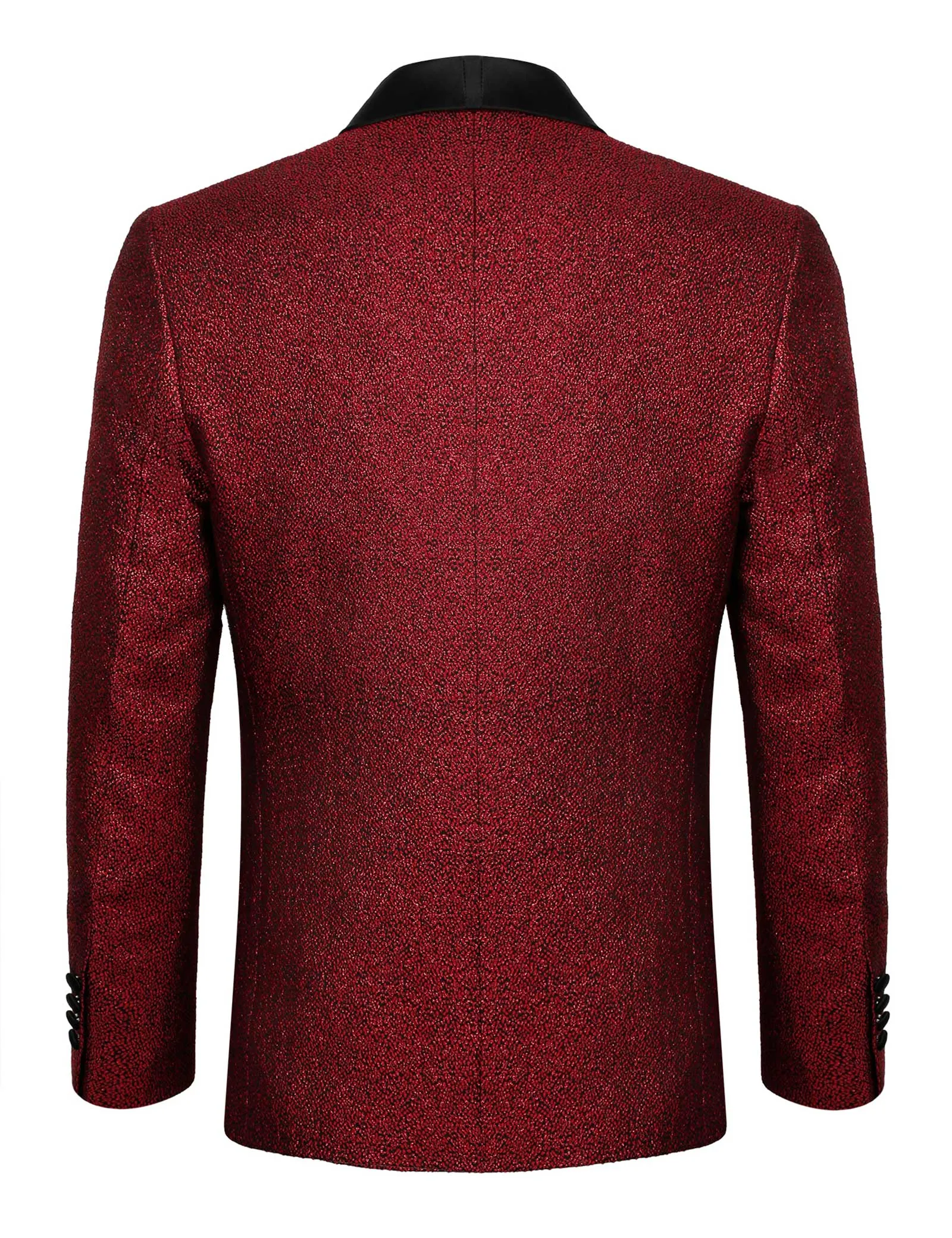 Men's Tuxedos Shawl Lapel One Button Fashion Jacquard Suit Blazer Jacket for Party Prom Wedding, 027-Wine Red