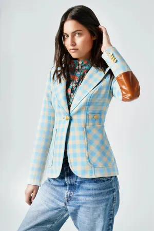 Patch Pocket Duchess With Elbow Patch Cornflower Check/Whisky Leather