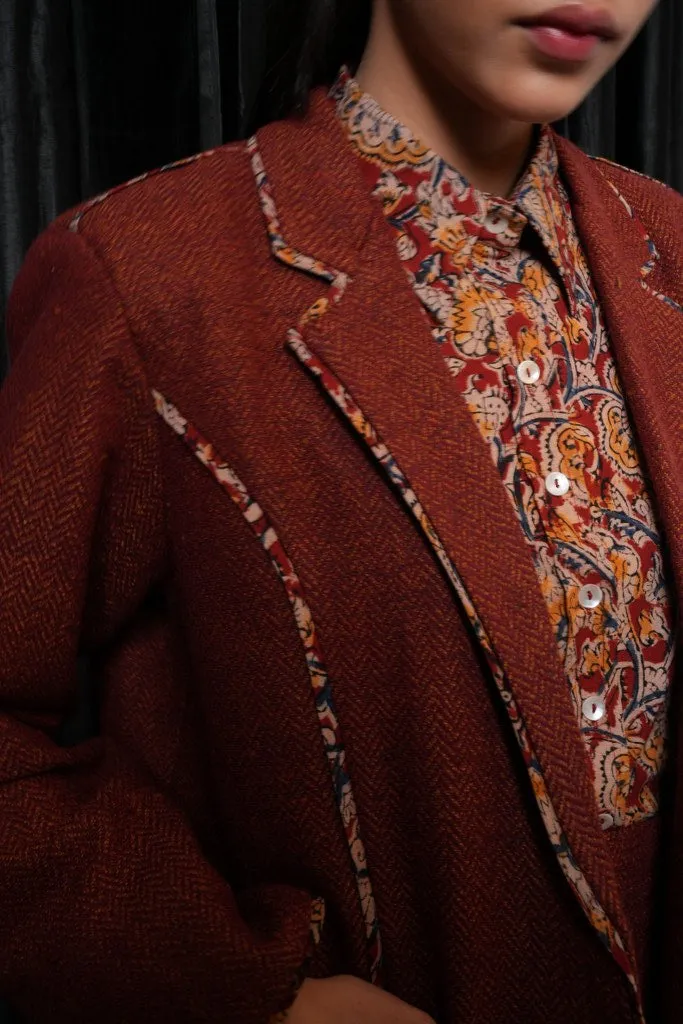Rust Kalamkari Blazer