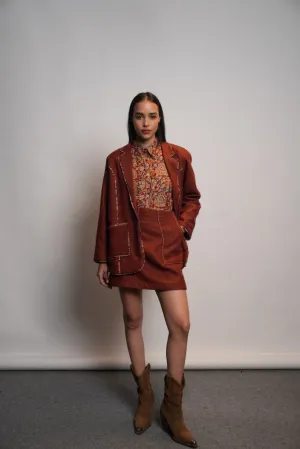 Rust Kalamkari Blazer