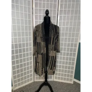 Sheer Cardigan -Brown/Black Stripes Print B34