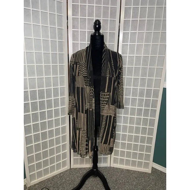 Sheer Cardigan -Brown/Black Stripes Print B34