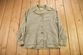 Vintage 1950s Pendleton Plaid Button Up Blazer Jacket / 100% Virgin Wool / True Vintage / Made In USA / Flannel