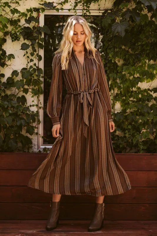 VNECK DRAWSTRING WAIST DRESS