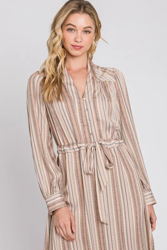 VNECK DRAWSTRING WAIST DRESS