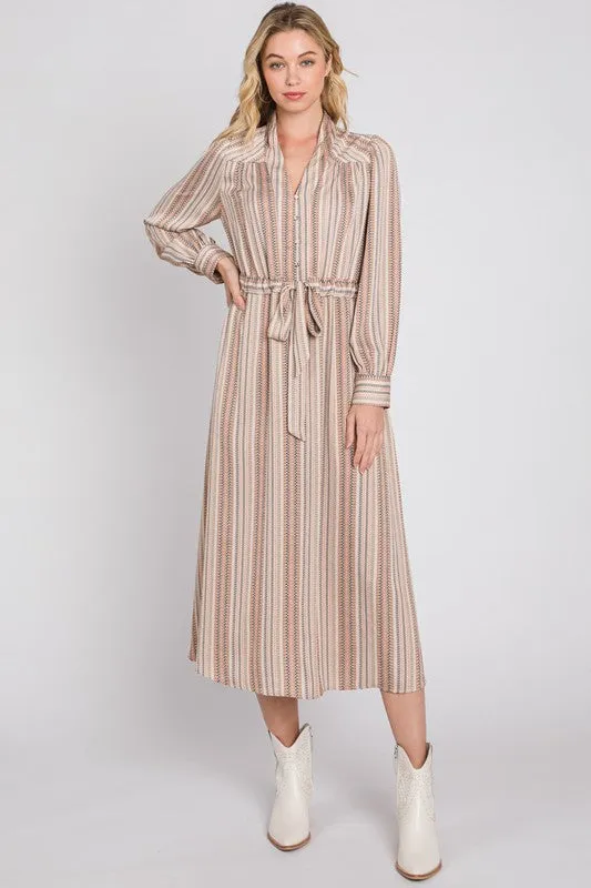 VNECK DRAWSTRING WAIST DRESS