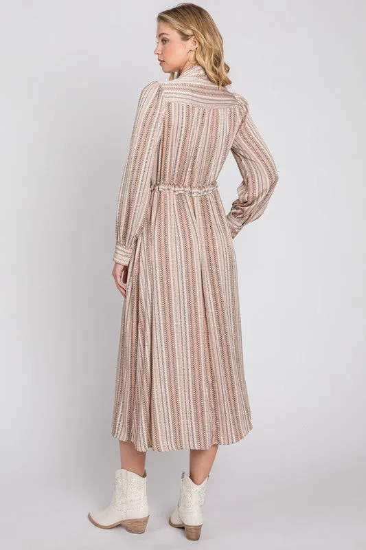 VNECK DRAWSTRING WAIST DRESS