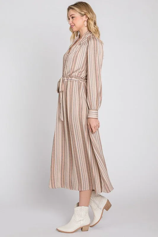 VNECK DRAWSTRING WAIST DRESS
