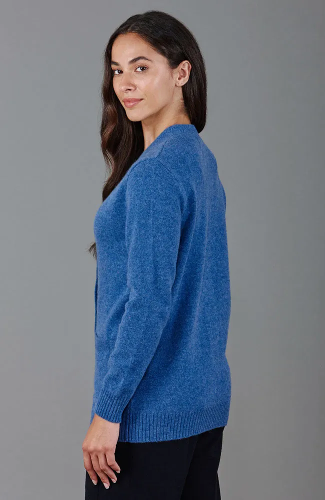 Womens Lambswool V Neck Cardigan with Pockets
