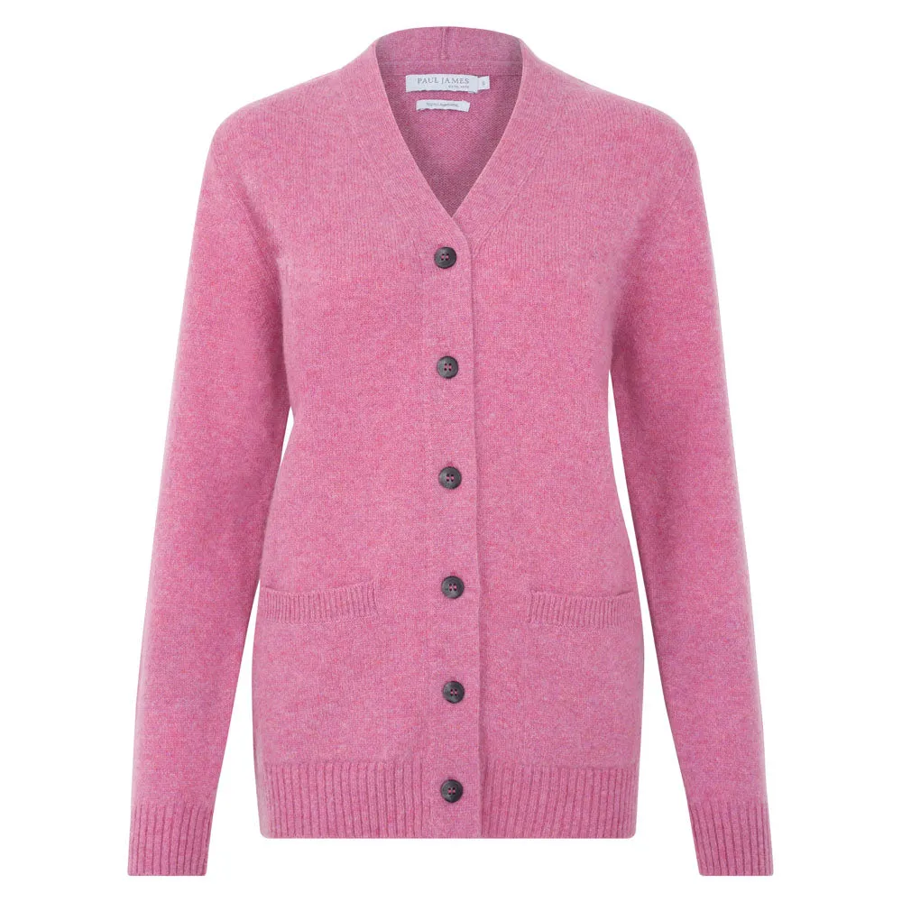 Womens Lambswool V Neck Cardigan with Pockets